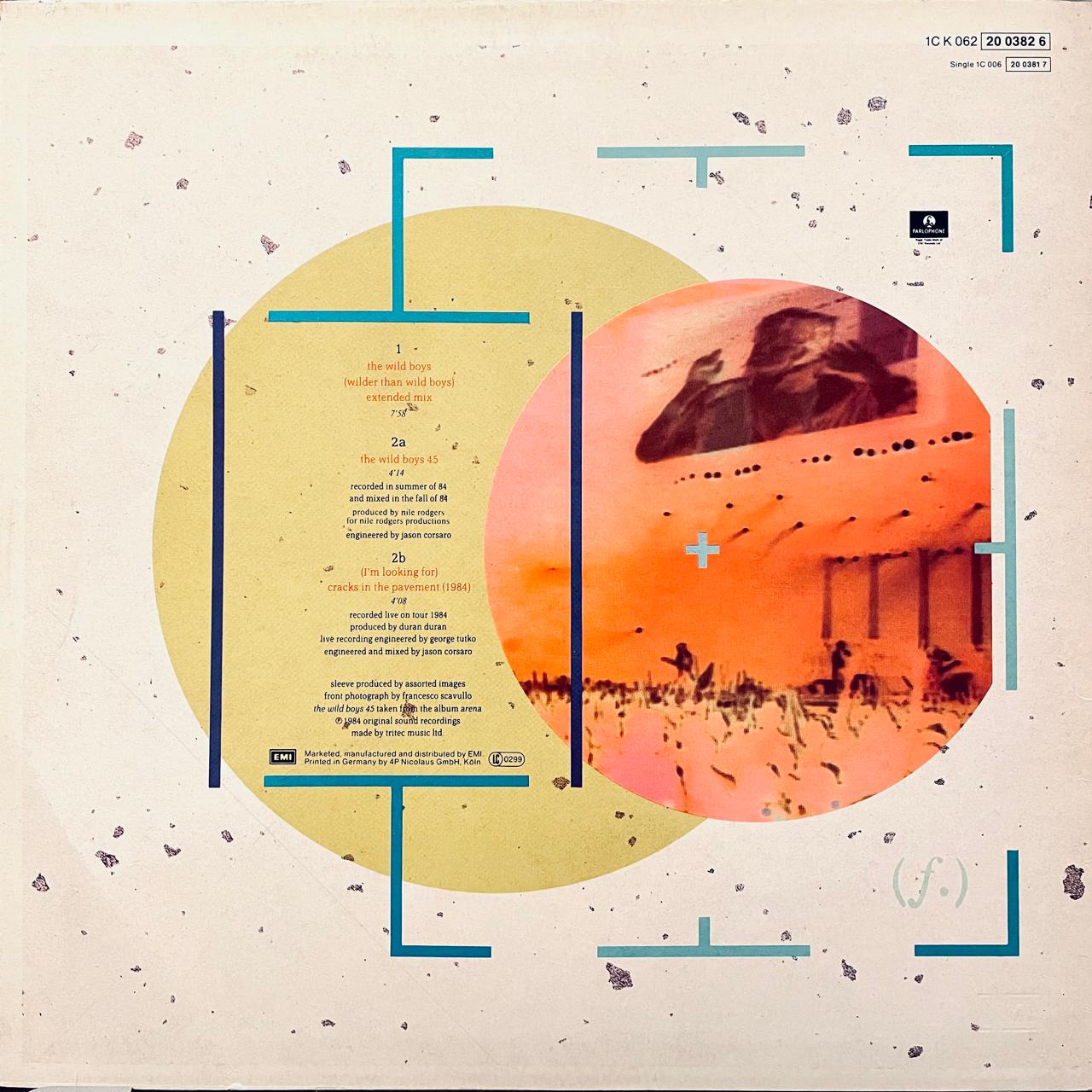 Duran Duran – The Wild Boys, contraportada con el listado de canciones
