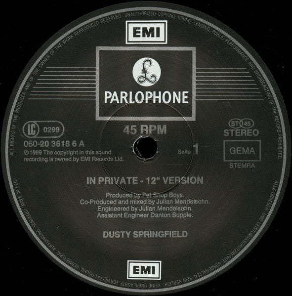 Dusty Springfield – In Private (NM) BOX28