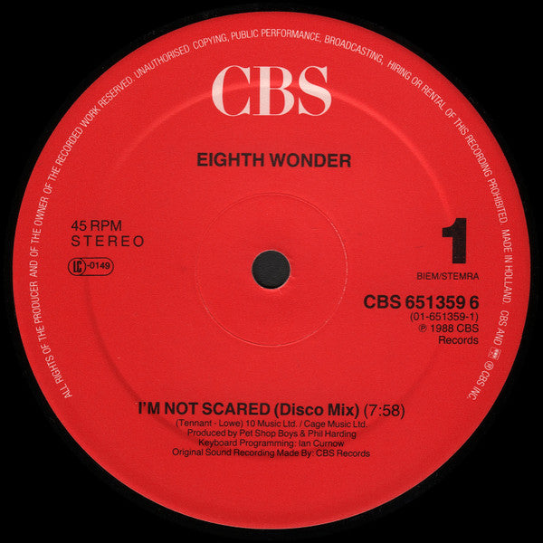 Eighth Wonder – I'm Not Scared (Disco Mix) (NM, FUNDA VG+) BOX3