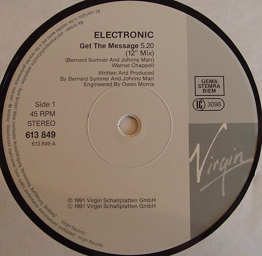 Electronic – Get The Message (NM, FUNDA VG+)
