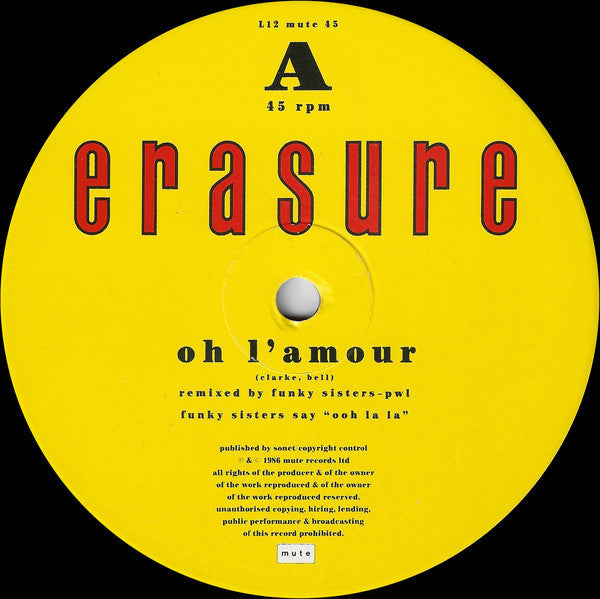 Erasure – Oh L'Amour / LIMITED EDITION (NM, FUNDA VG+)