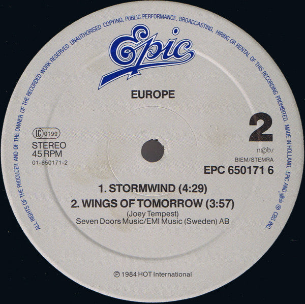 Europe – Rock The Night (NM, FUNDA EX)