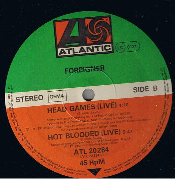 Foreigner – Break It Up (NM, FUNDA VG+) detalle en funda ver foto BOX2