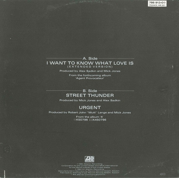Foreigner – I Want To Know What Love Is (Extended Version) (NM, FUNDA VG+)