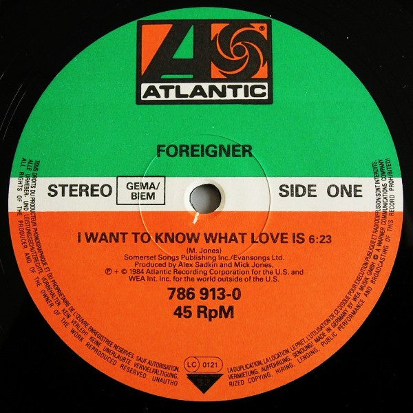 Foreigner – I Want To Know What Love Is (Extended Version) (NM, FUNDA VG+)
