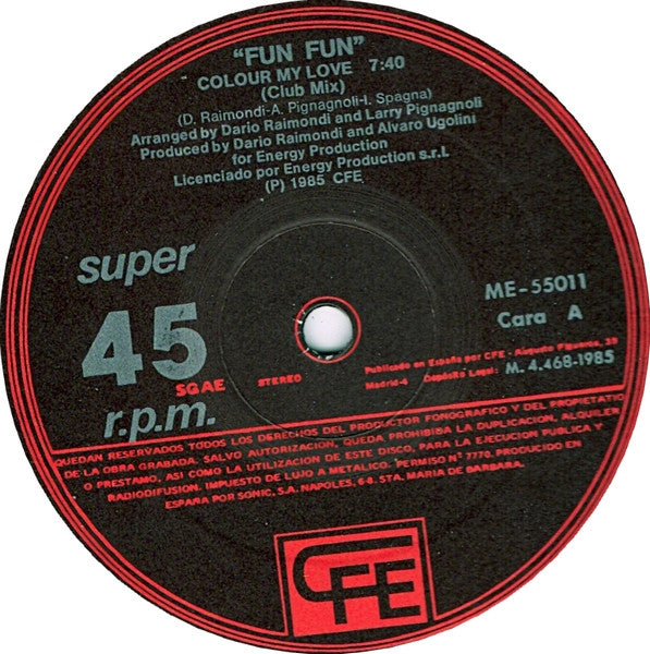 Fun Fun – Color My Love (NM, FUNDAVG+)