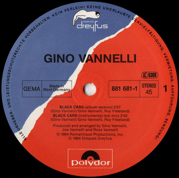 Gino Vannelli – Black Cars (NM, FUNDA VG+) BOX21