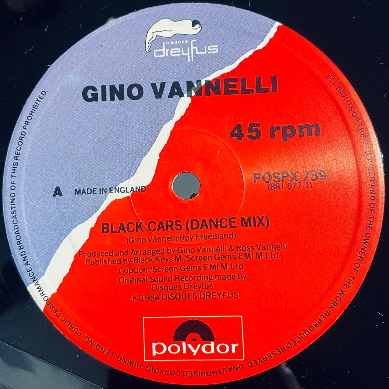 Gino Vannelli – Black Cars (Dance Mix) (NM, FUNDA EX)