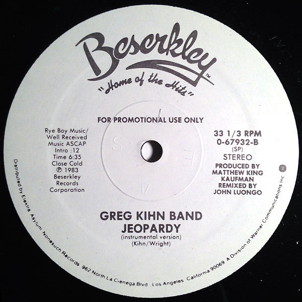 Greg Kihn Band – Jeopardy (Dance Mix) (EX, FUNDA GENERICA) BOX26