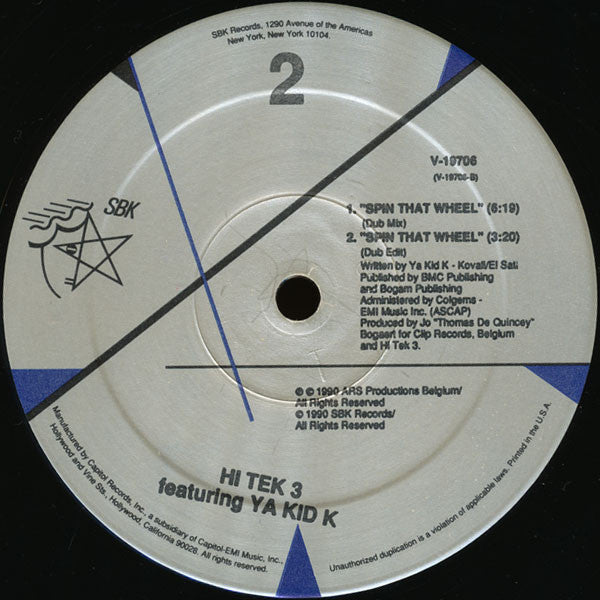 Hi Tek 3 Featuring Ya Kid K – Spin That Wheel (Turtles Get Real!) (EX, FUNDA VG+) BOX16