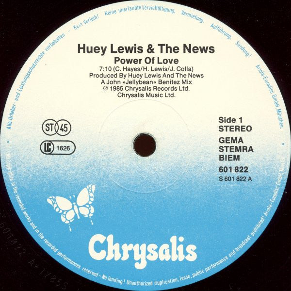 Huey Lewis And The News – The Power Of Love (NM) BOX27