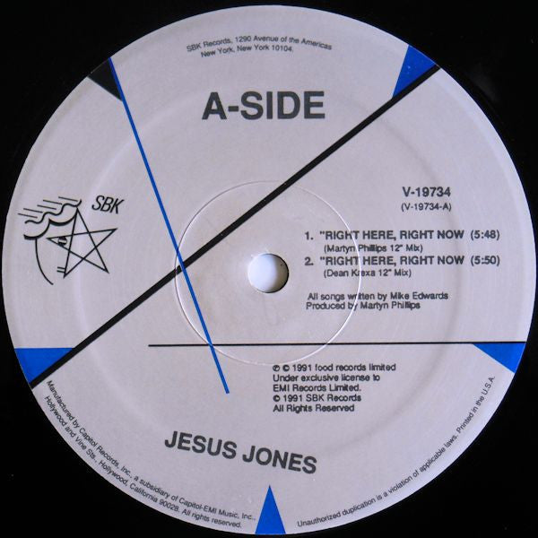 Jesus Jones – Right Here, Right Now / International Bright Young Thing (VG+) BOX32
