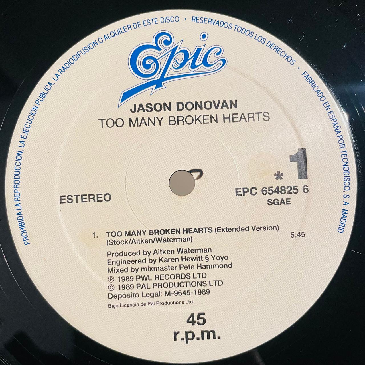 Jason Donovan – Too Many Broken Hearts (EX)