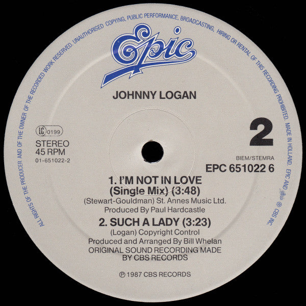 Johnny Logan – I'm Not In Love (Extended Mix) (NM)