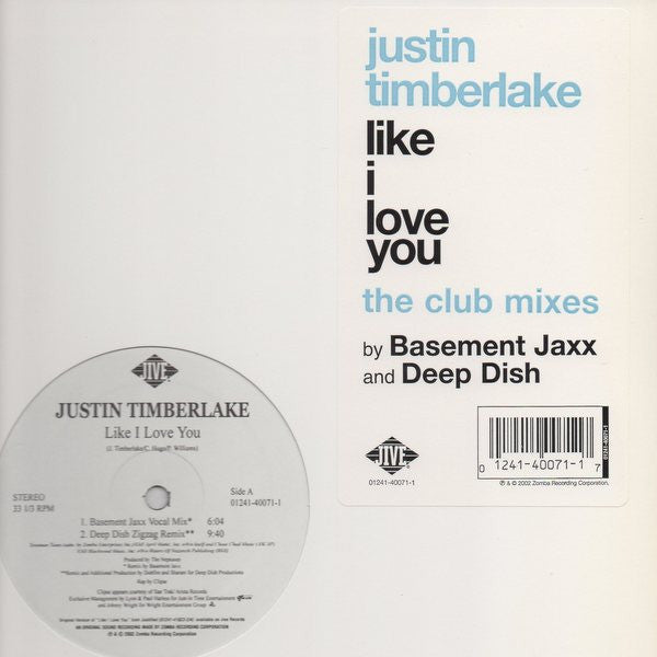 Justin Timberlake – Like I Love You (The Club Mixes) (NM) Box36