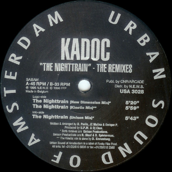 Kadoc – The Nighttrain - The Remixes (VG+, Funda Generic) Box38