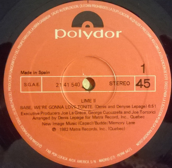 Lime II – Babe, We're Gonna Love Tonite = Babe, Vamos A Hacer El Amor Esta Noche (NM, FUNDA VG+)