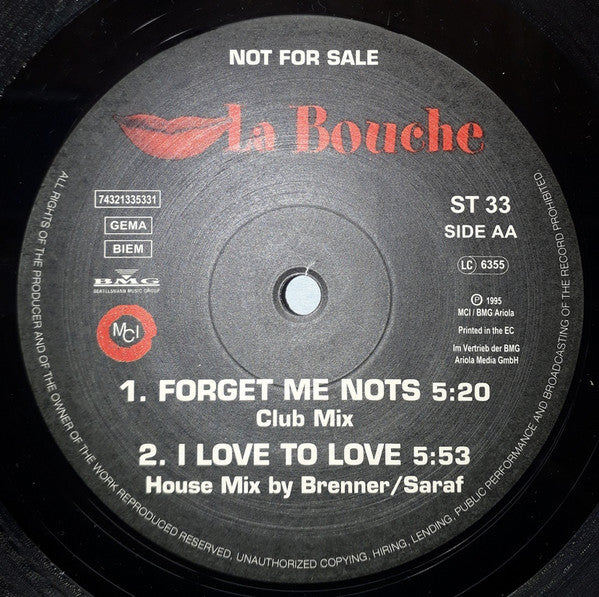 La Bouche – I Love To Love / Forget Me Nots (NM)