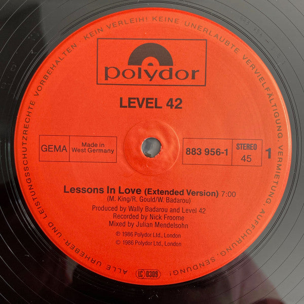 Level 42 – Lessons In Love (Extended Version), foto 3 de la edición
