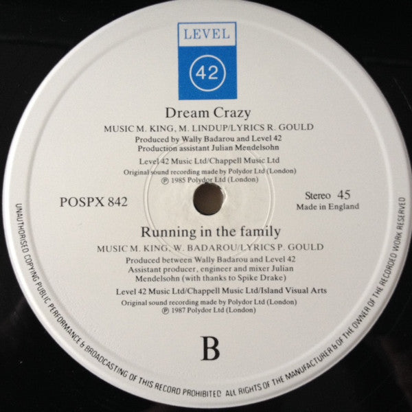 Level 42 – Running In The Family (NM, FUNDA VG+)