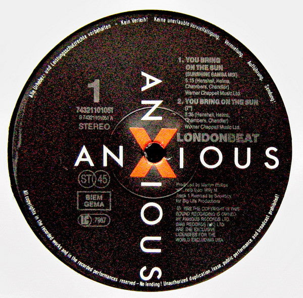 Londonbeat  – You Bring On The Sun (NM, FUNDA VG+) BOX32