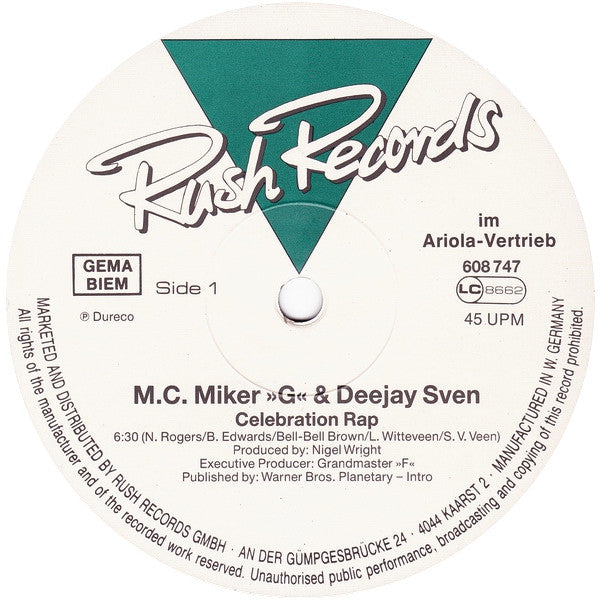 M.C.Miker"G" & Deejay Sven – Celebration Rap (NM, FUNDA VG+) BOX33