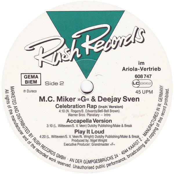 M.C.Miker"G" & Deejay Sven – Celebration Rap (NM, FUNDA VG+) BOX33