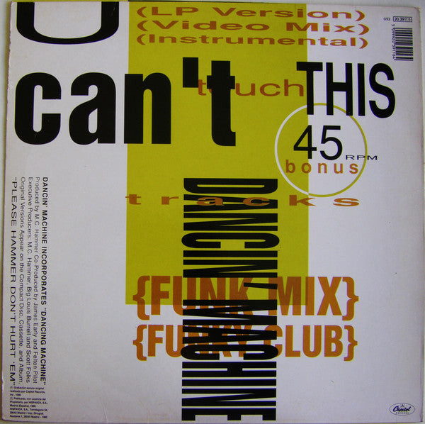 MC Hammer – U Can't Touch This (NM, FUNDA VG+)