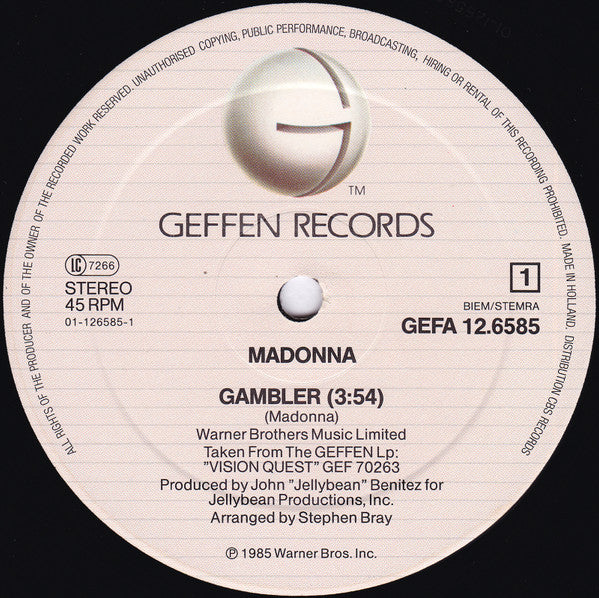 Madonna – Gambler (EX, FUNDA VG+) BOX29