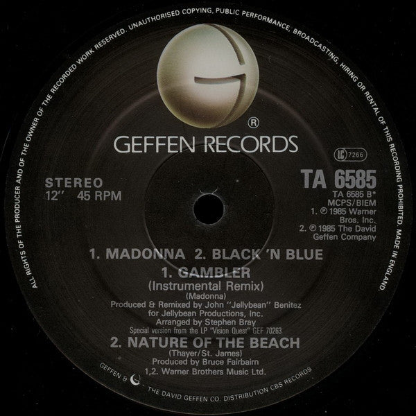 Madonna – Gambler (Extended Dance Mix) (NM, FUNDA VG+)