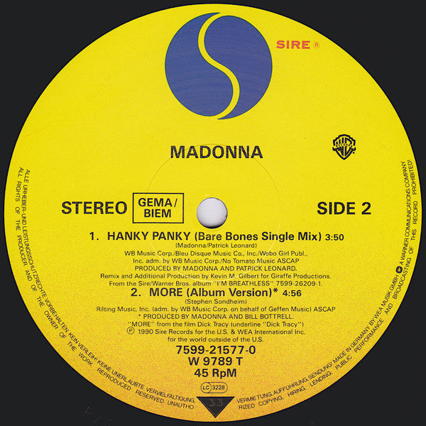 Madonna – Hanky Panky (EX)