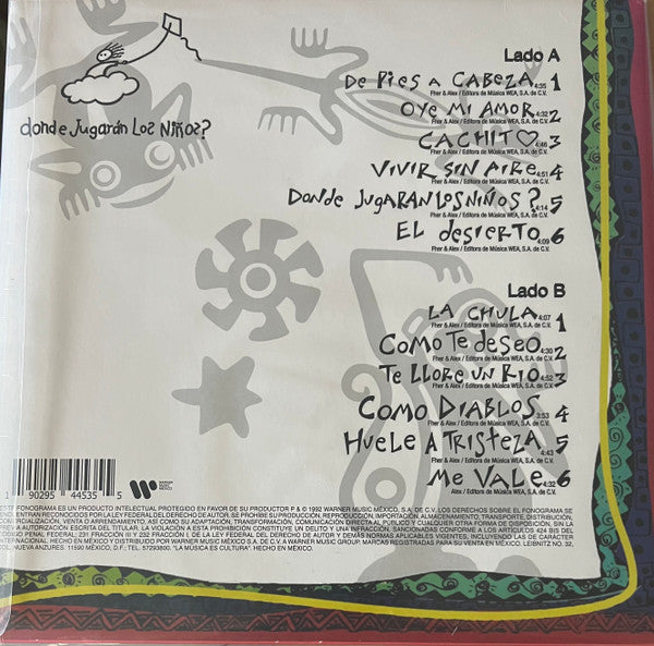 Maná – Donde Jugarán Los Niños?, contraportada con el listado de canciones
