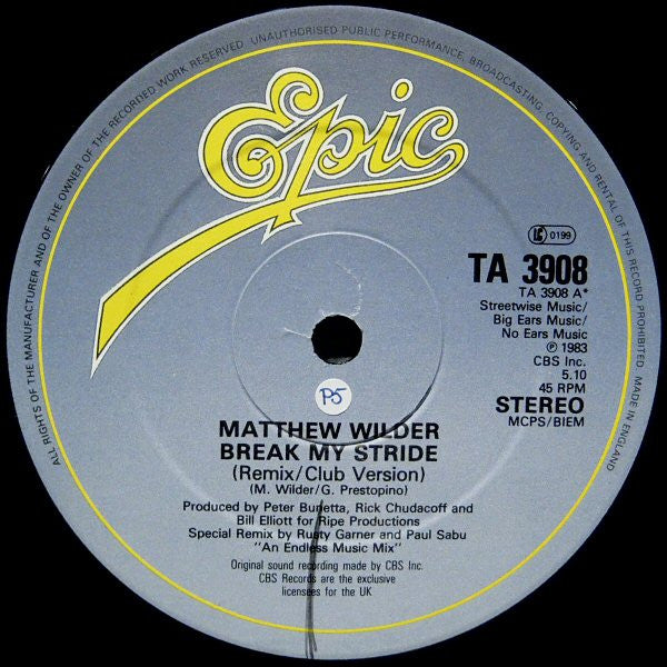 Matthew Wilder – Break My Stride (Extended Remix) (NM, FUNDA EX) BOX30