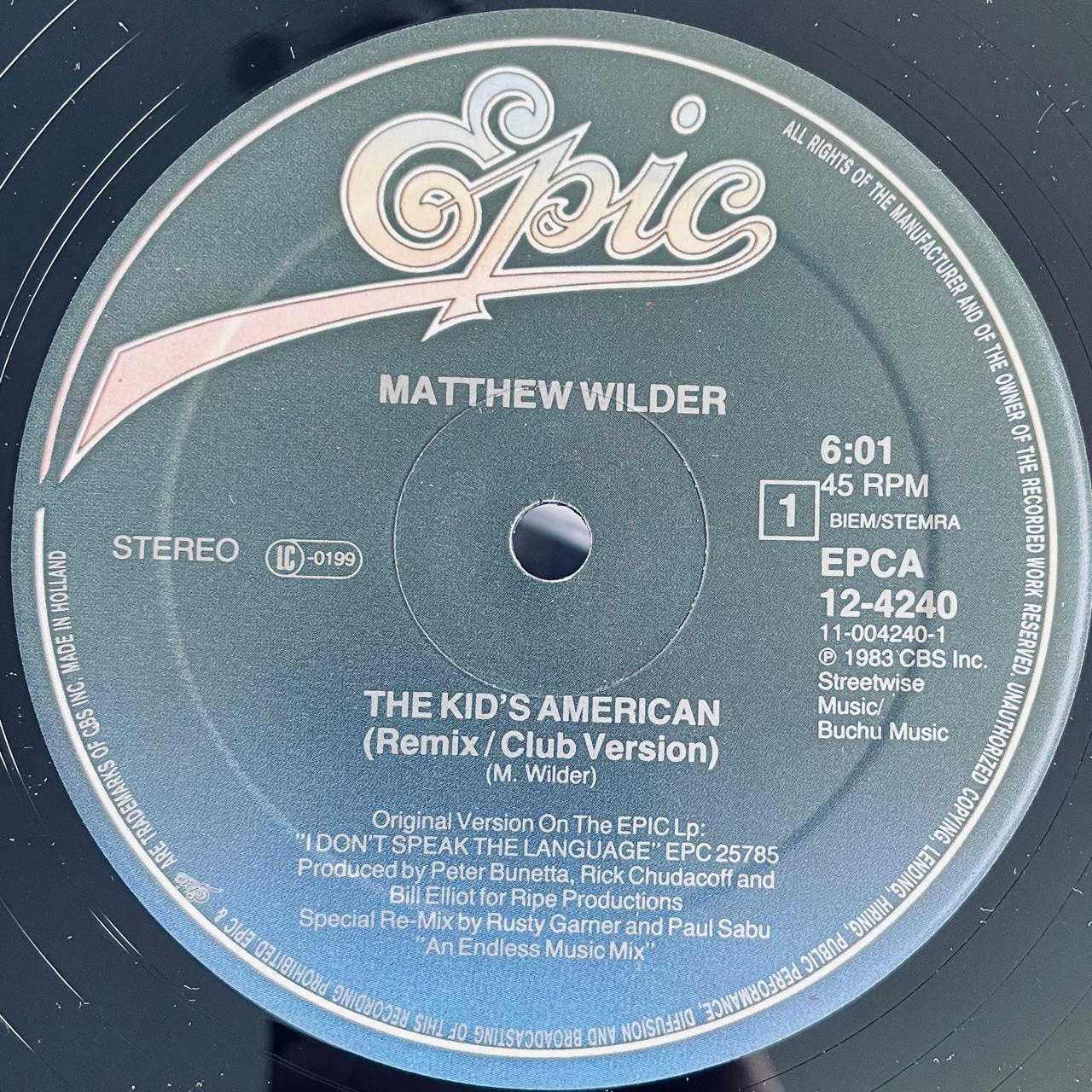Matthew Wilder – The Kid's American (NM, FUNDA VG+)