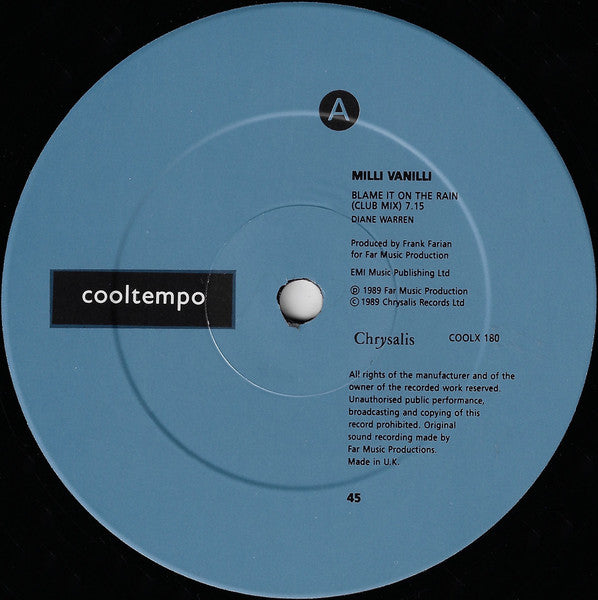 Milli Vanilli – Blame It On The Rain (NM, FUNDA VG+)