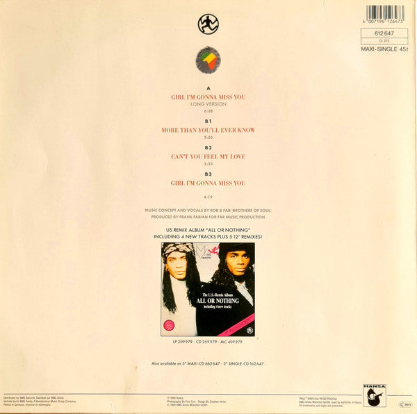 Milli Vanilli – Girl I'm Gonna Miss You (NM) BOX27
