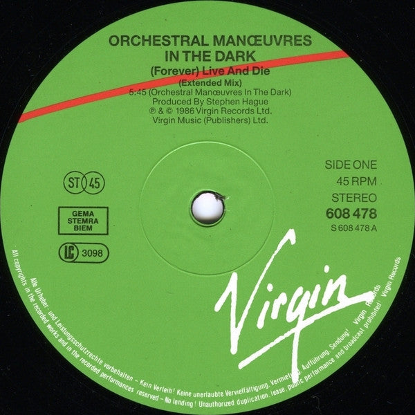 Orchestral Manœuvres In The Dark – (Forever) Live And Die (Extended Remix) (EX, FUNDA VG+) BOX33