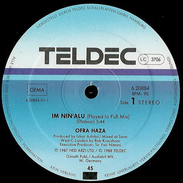 Ofra Haza – Im Nin'Alu (Played In Full Mix) (EX, FUNDA VG+) BOX33