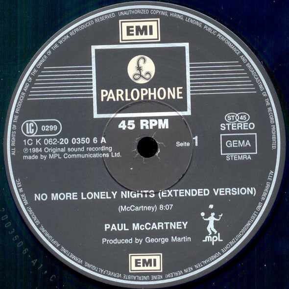 Paul McCartney – No More Lonely Nights (Extended Version) (NM, FUNDA VG+) BOX2