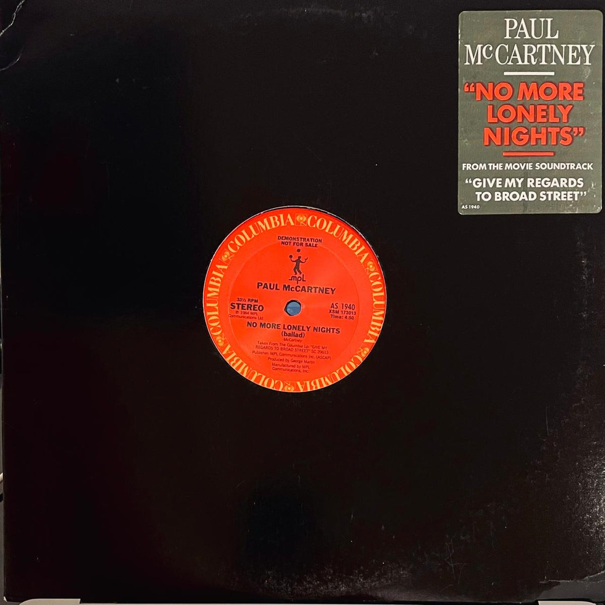 Paul McCartney – No More Lonely Nights (NM, FUNDA VG+) BOX21