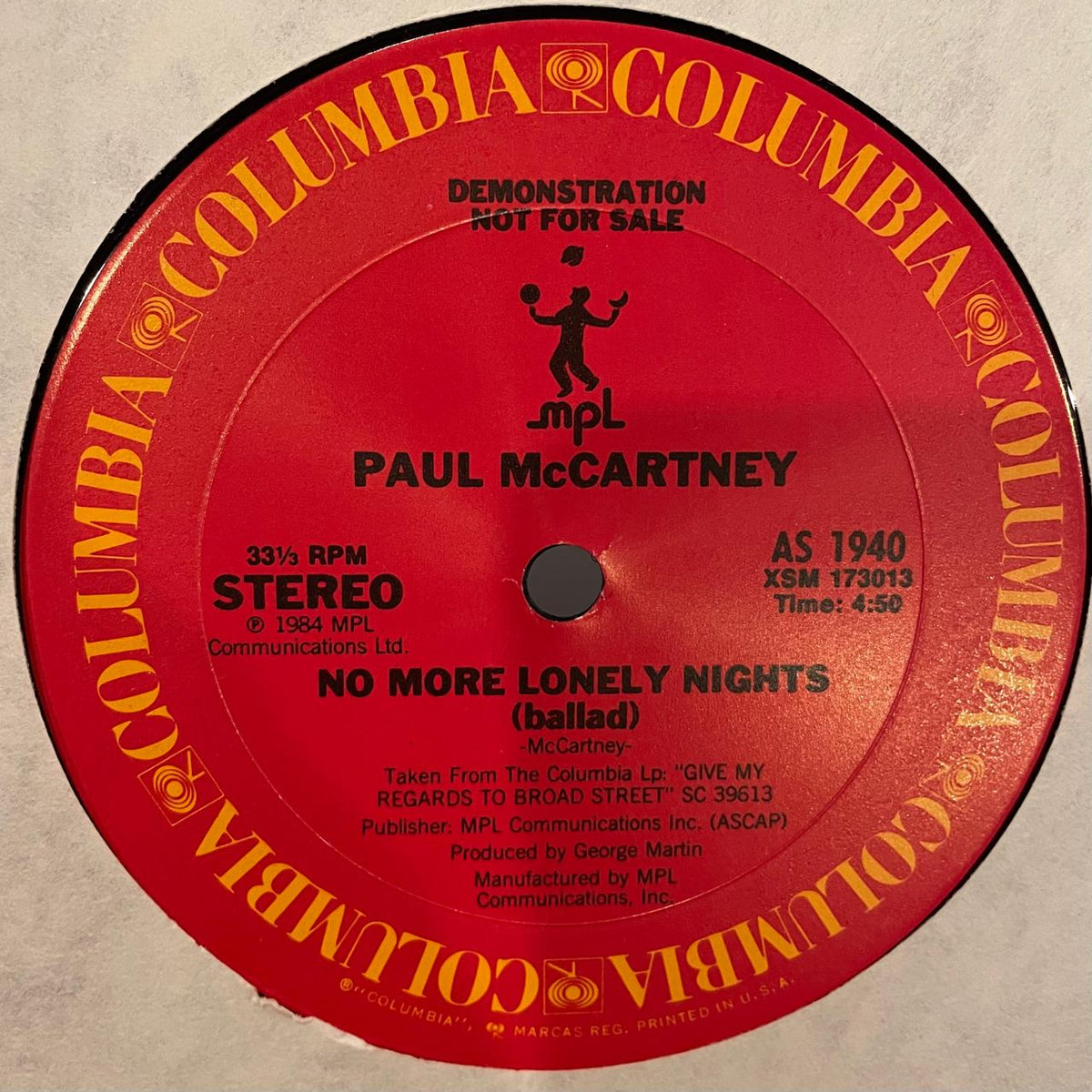Paul McCartney – No More Lonely Nights (NM, FUNDA VG+) BOX21
