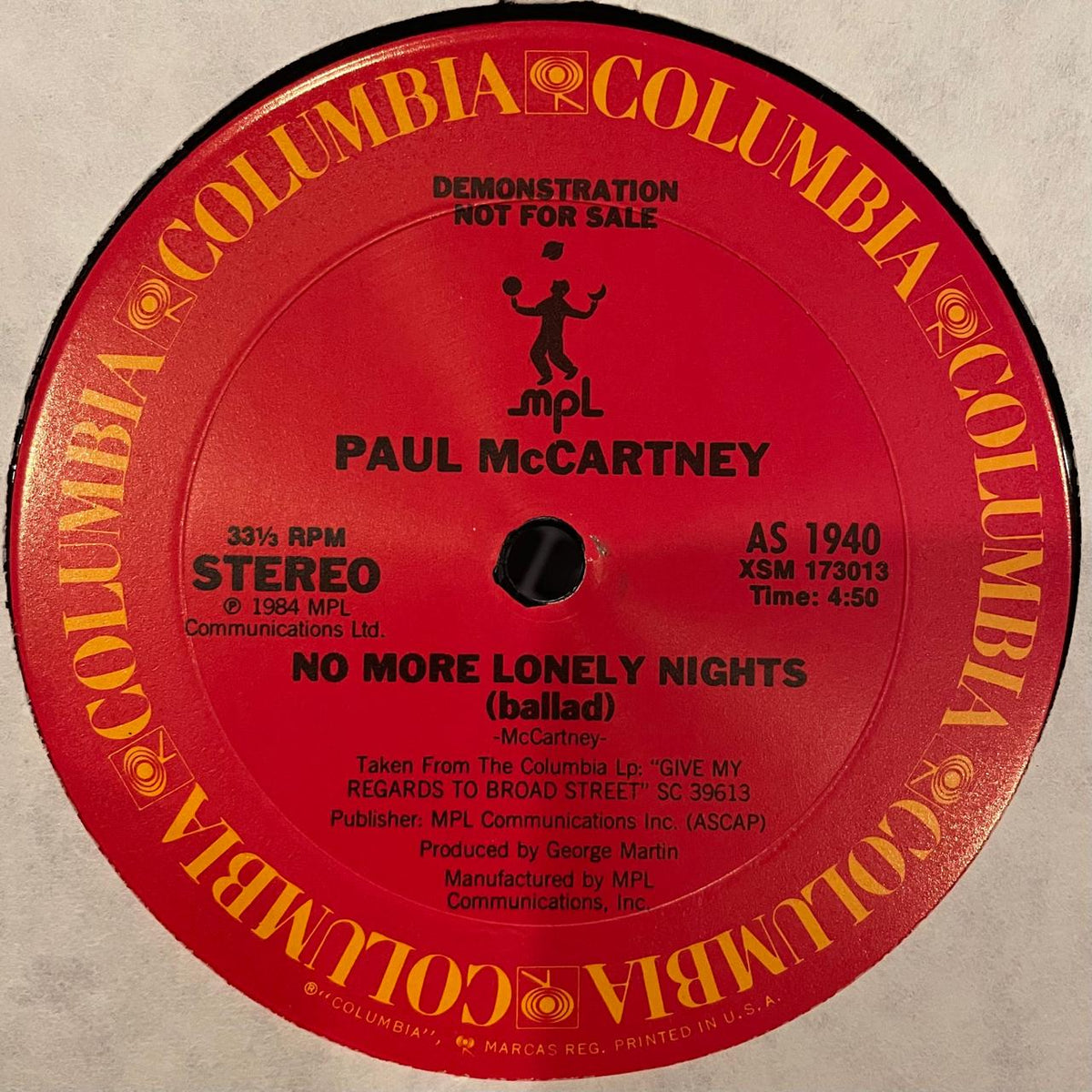 Paul McCartney – No More Lonely Nights (NM, FUNDA VG+) BOX21