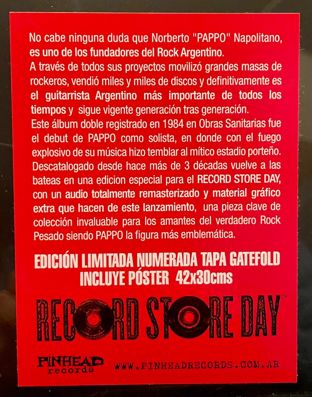 Pappo – En Concierto / DISCO DOBLE (NUEVO, SELLADO) BOXV55