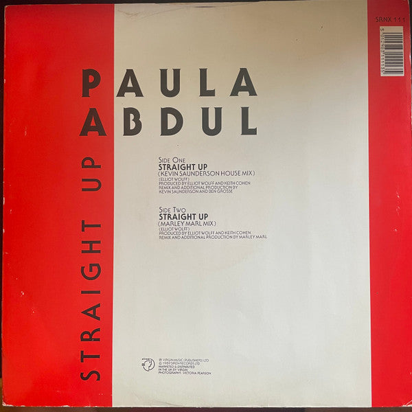 Paula Abdul – Straight Up (Marley Marl Mix & Kevin Saunderson House Mix) (VG+)