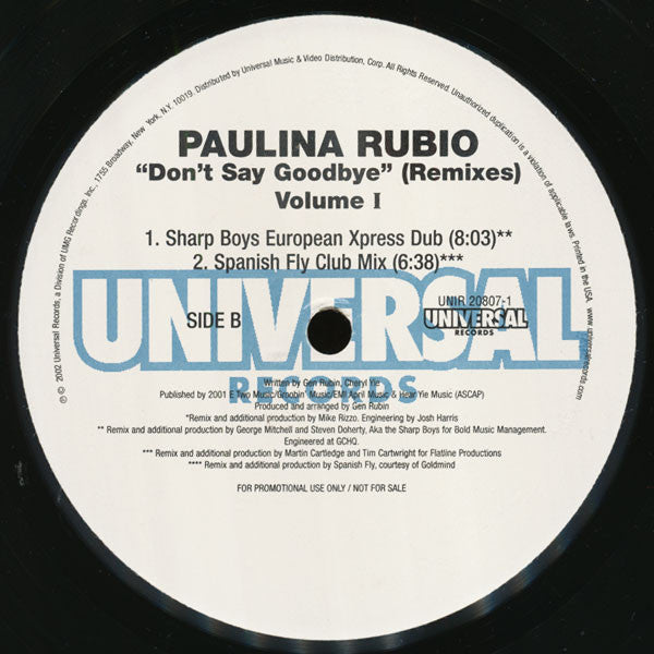 Paulina Rubio – Don't Say Goodbye (Remixes) Volume I (NM, FUNDA VG+) BOX31