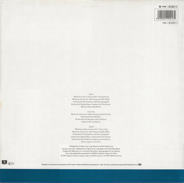 Pet Shop Boys With Dusty Springfield – What Have I Done To Deserve This? (EX) BOX28