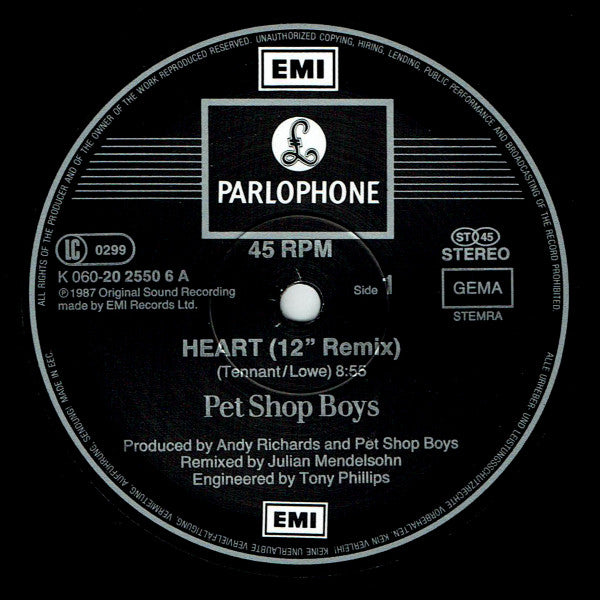 Pet Shop Boys – Heart (Remix) (NM, FUNDA VG+) BOX29