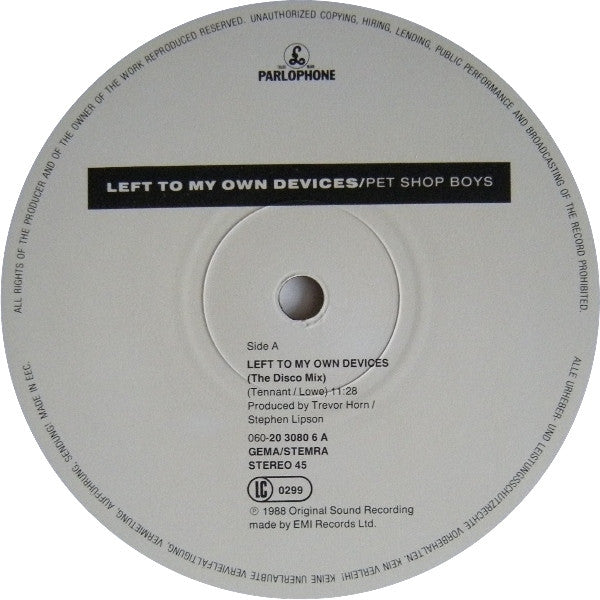 Pet Shop Boys – Left To My Own Devices (NM, FUNDA VG+) BOX29