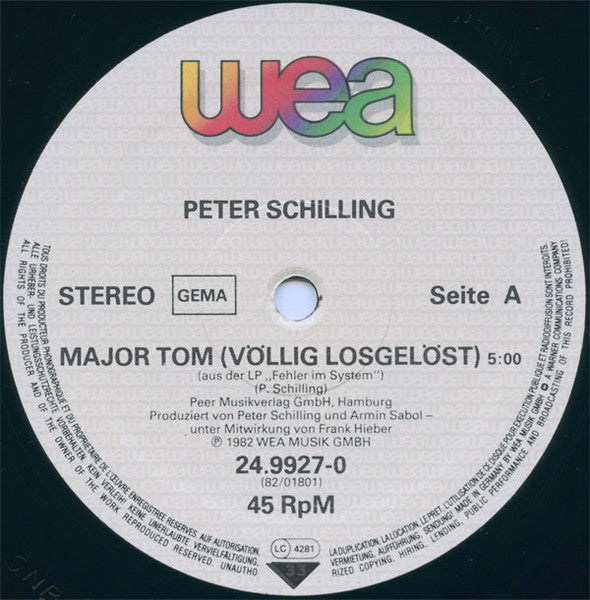 Peter Schilling – Major Tom (Völlig Losgelöst) (NM, FUNDA VG+)