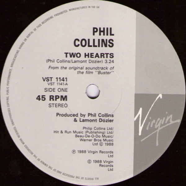 Phil Collins – Two Hearts (NM, FUNDA EX)